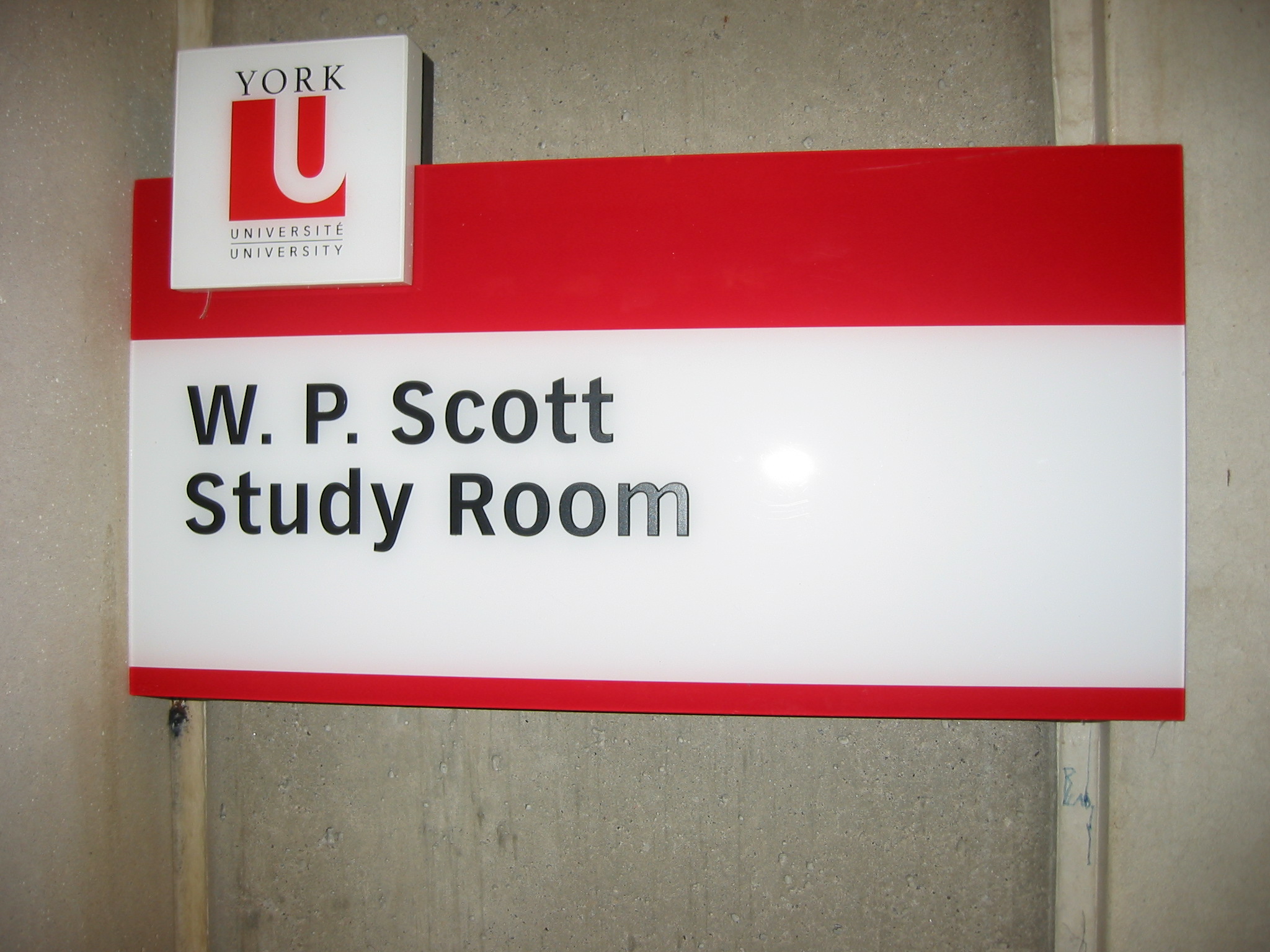 Dedication Sign for the W.P. Scott Study Room